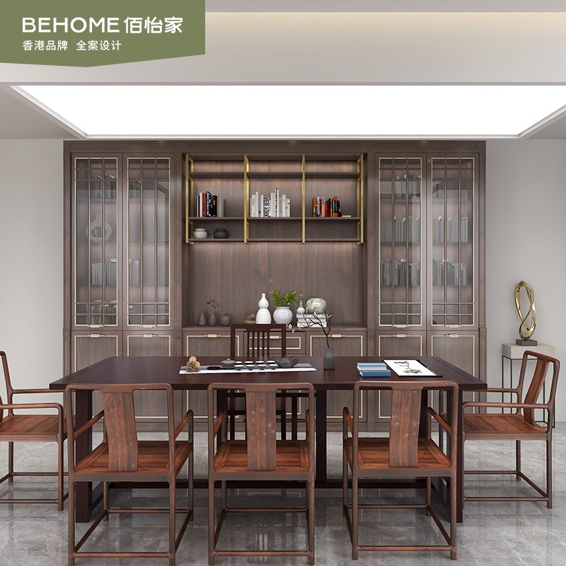 佰怡家整体衣柜全屋家具定制书房书柜茶室新中式现代酒柜入户柜
